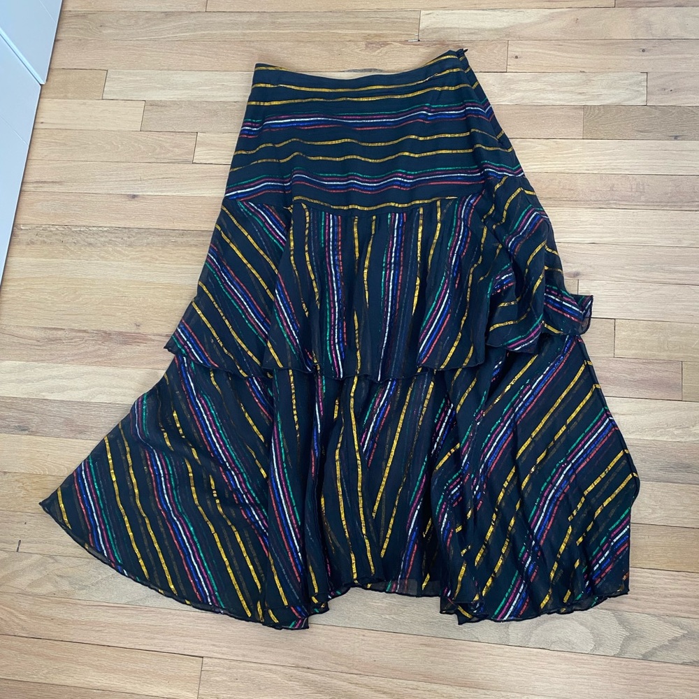 FarmRio midi skirt with colorful lurex stripes